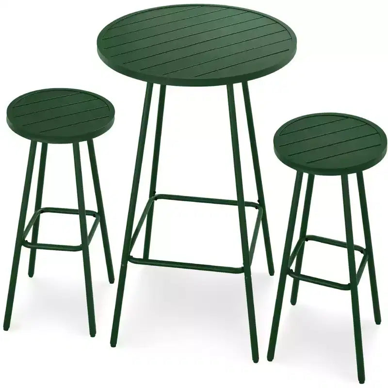 Ensemble bistrot rond 3 pièces de bar avec tabourets sans dossier et design à lattes Best Choice Products