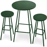 Ensemble bistrot rond 3 pièces de bar avec tabourets sans dossier et design à lattes Best Choice Products