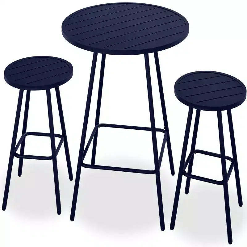 Ensemble bistrot rond 3 pièces de bar avec tabourets sans dossier et design à lattes Best Choice Products