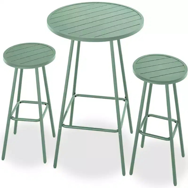 Ensemble bistrot rond 3 pièces de bar avec tabourets sans dossier et design à lattes Best Choice Products