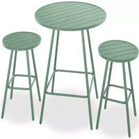 Ensemble bistrot rond 3 pièces de bar avec tabourets sans dossier et design à lattes Best Choice Products