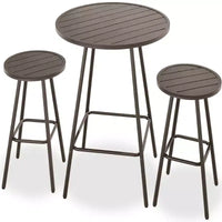 Ensemble bistrot rond 3 pièces de bar avec tabourets sans dossier et design à lattes Best Choice Products