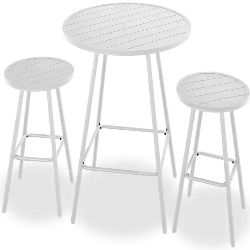 Ensemble bistrot rond 3 pièces de bar avec tabourets sans dossier et design à lattes Best Choice Products