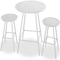 Ensemble bistrot rond 3 pièces de bar avec tabourets sans dossier et design à lattes Best Choice Products