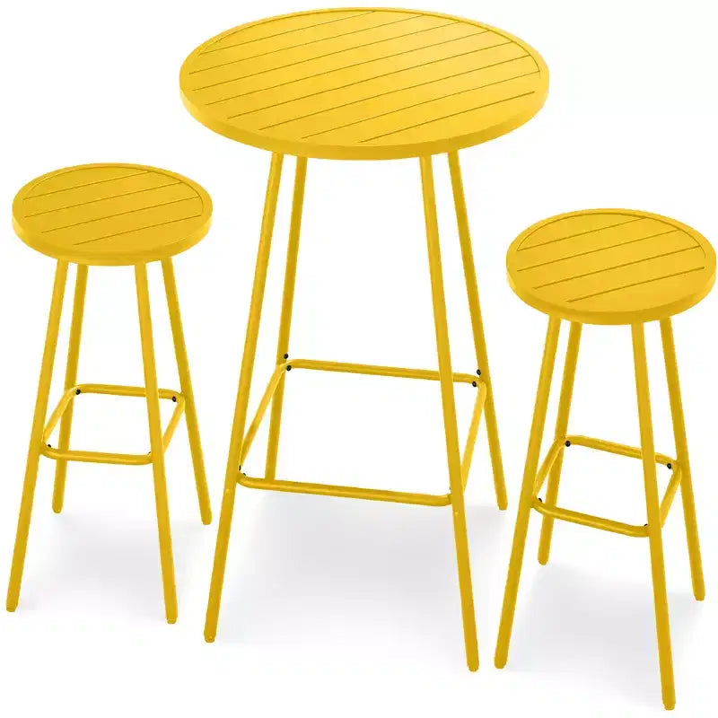 Ensemble bistrot rond 3 pièces de bar avec tabourets sans dossier et design à lattes Best Choice Products