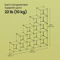 Organisateur de rangement cubique, ensemble de 16 cubes en plastique, étagère cubique, bibliothèque, organisateurs et rangement de placard, organisation de pièce, 31 x 123 x 123 cm