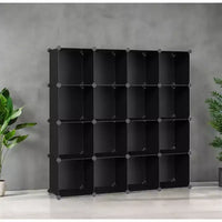 Organisateur de rangement cubique, ensemble de 16 cubes en plastique, étagère cubique, bibliothèque, organisateurs et rangement de placard, organisation de pièce, 31 x 123 x 123 cm