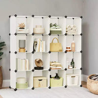 Organisateur de rangement cubique, ensemble de 16 cubes en plastique, étagère cubique, bibliothèque, organisateurs et rangement de placard, organisation de pièce, 31 x 123 x 123 cm