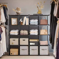 Organisateur de rangement cubique, ensemble de 16 cubes en plastique, étagère cubique, bibliothèque, organisateurs et rangement de placard, organisation de pièce, 31 x 123 x 123 cm