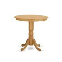 HomeStock JAPB5-OAK-W Ensemble de salle à manger 5 pièces hauteur comptoir table ronde 4 chaises chêne