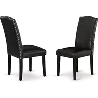 HomeStock DUEN7-BLK-69 Ensemble table de salle à manger rectangulaire et six chaises, 7 pièces, noir