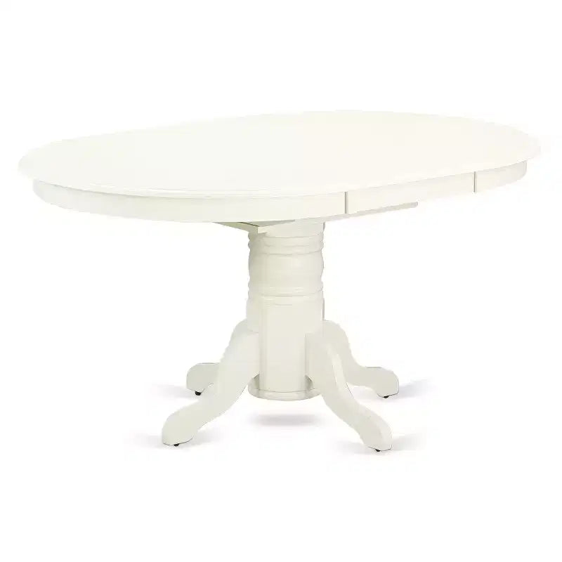 Ensemble de salle à manger ovale 7 pièces en bois d'hévéa asiatique, ensemble de cuisine blanc lin