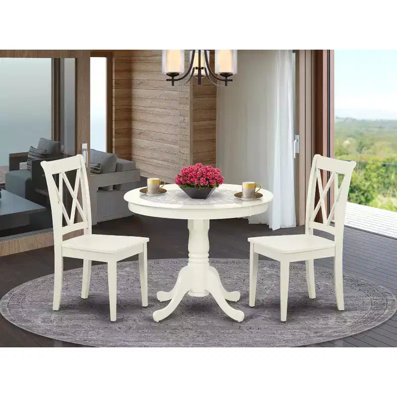 Ensemble de table à manger ronde HomeStock Linen White