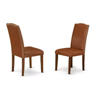 HomeStock ensemble de table de cuisine 7 pièces, chaises en similicuir marron, style Parsons