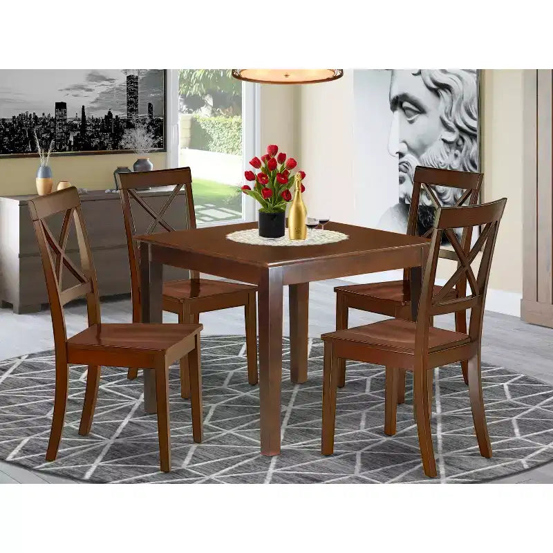 Ensemble table à manger carrée 5 pièces HomeStock, style moderne 36x36