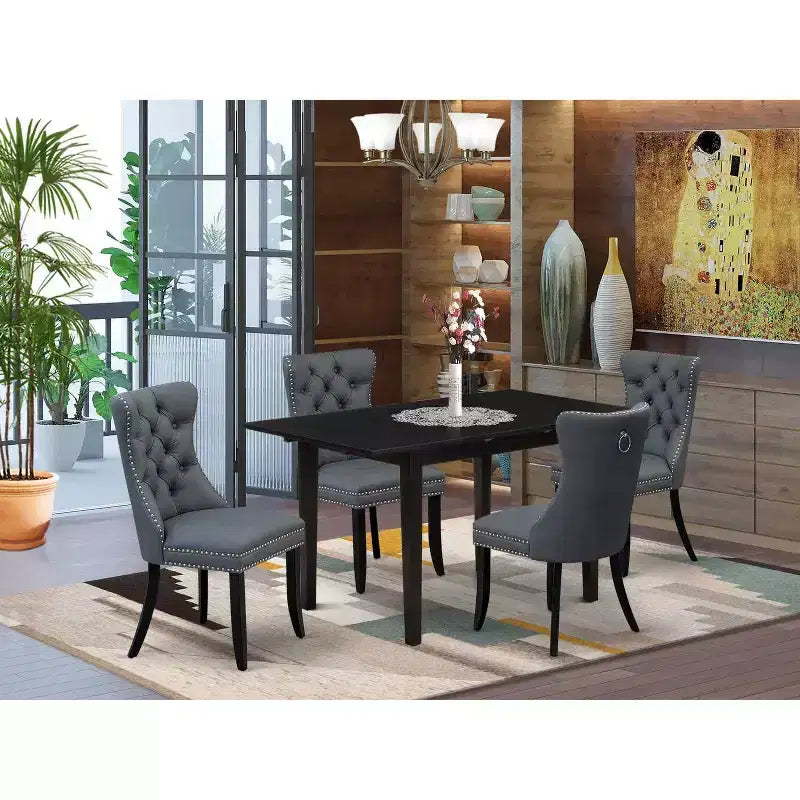 Ensemble de salle à manger HomeStock NFDA5 rectangulaire noir avec 4 chaises