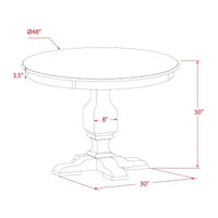 Ensemble de table à manger ronde avec 6 chaises, style Parsons en tissu de lin