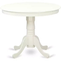 Ensemble de salle à manger 5 pièces rond avec pied central HomeStock ANVA5, lin blanc