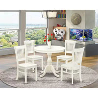Ensemble table de salle à manger ronde sur pied et 4 chaises HomeStock Linen White