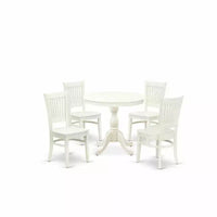 Ensemble table de salle à manger ronde sur pied et 4 chaises HomeStock Linen White