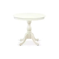 Ensemble table de salle à manger ronde sur pied et 4 chaises HomeStock Linen White