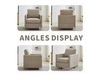 Fauteuil pivotant GDFStudio Clare de 78 cm de large, en bois, avec revêtement en chenille et base en métal