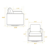 Fauteuil pivotant GDFStudio Clare de 78 cm de large, en bois, avec revêtement en chenille et base en métal