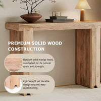 Console et Table d'appoint d'entrée Whisen de style ferme minimaliste en bois de manguier avec plateau épaissi