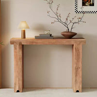 Console et Table d'appoint d'entrée Whisen de style ferme minimaliste en bois de manguier avec plateau épaissi