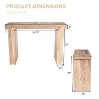 Console et Table d'appoint d'entrée Whisen de style ferme minimaliste en bois de manguier avec plateau épaissi