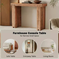 Console et Table d'appoint d'entrée Whisen de style ferme minimaliste en bois de manguier avec plateau épaissi