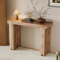 Console et Table d'appoint d'entrée Whisen de style ferme minimaliste en bois de manguier avec plateau épaissi