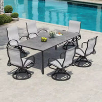 Crestlive Products Chaise de salle à manger de patio extérieure en aluminium avec Sunbrella (lot de 2)