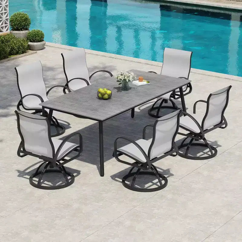 Crestlive Products Chaise de salle à manger de patio extérieure en aluminium avec Sunbrella (lot de 2)