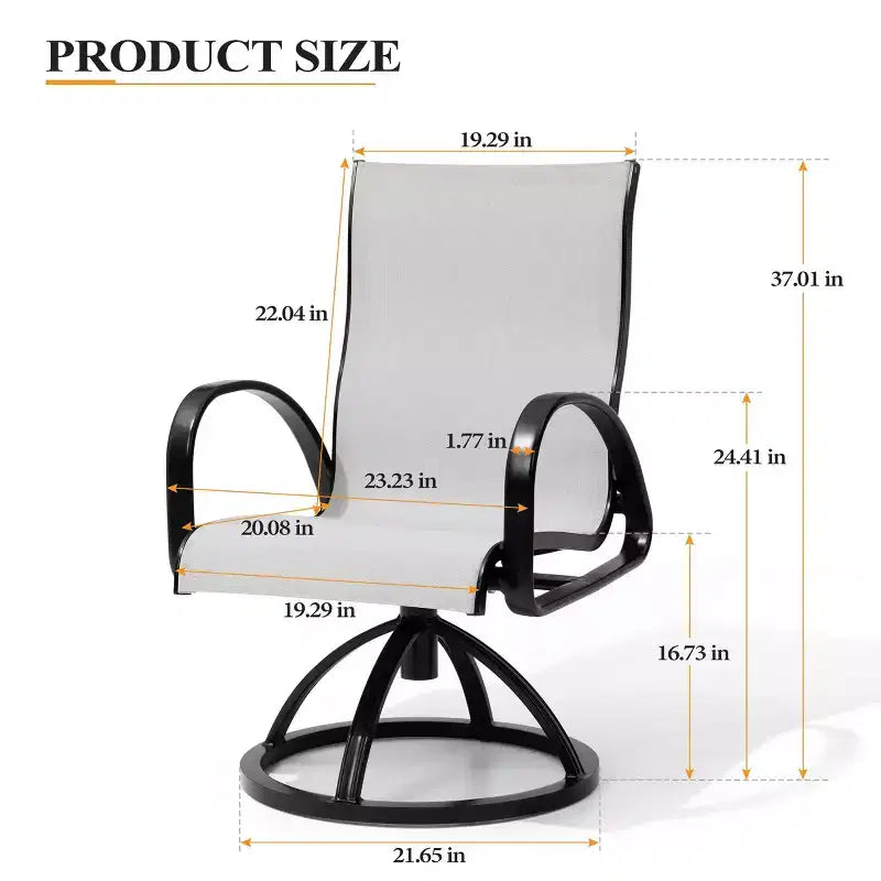 Crestlive Products Chaise de salle à manger de patio extérieure en aluminium avec Sunbrella (lot de 2)