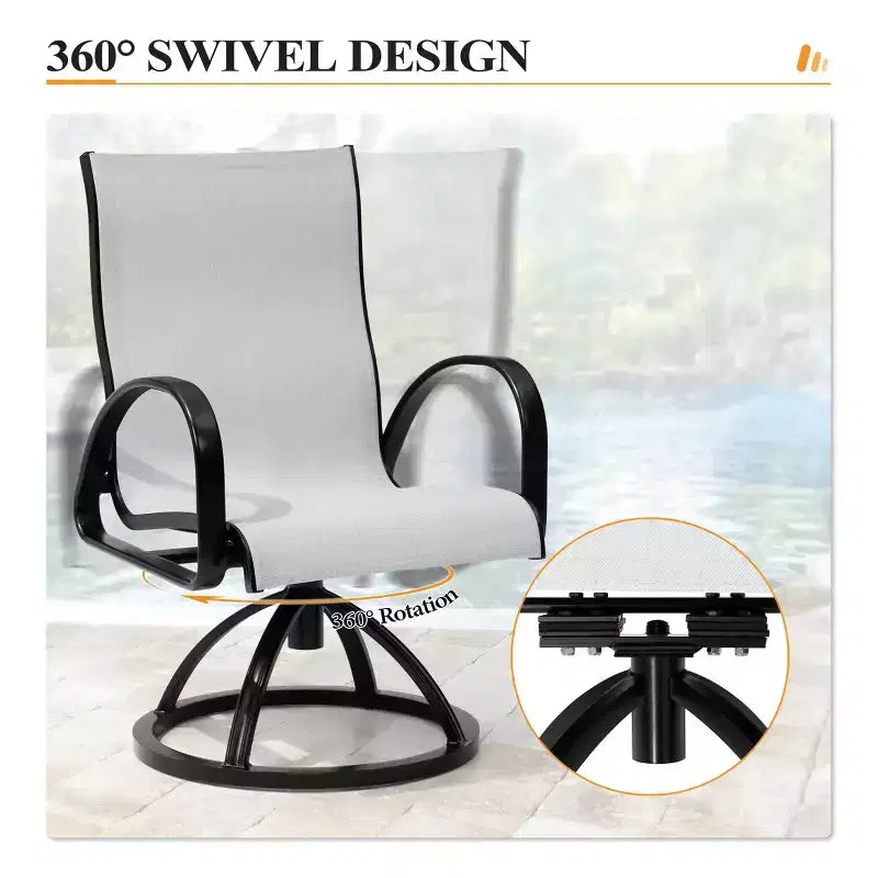 Crestlive Products Chaise de salle à manger de patio extérieure en aluminium avec Sunbrella (lot de 2)