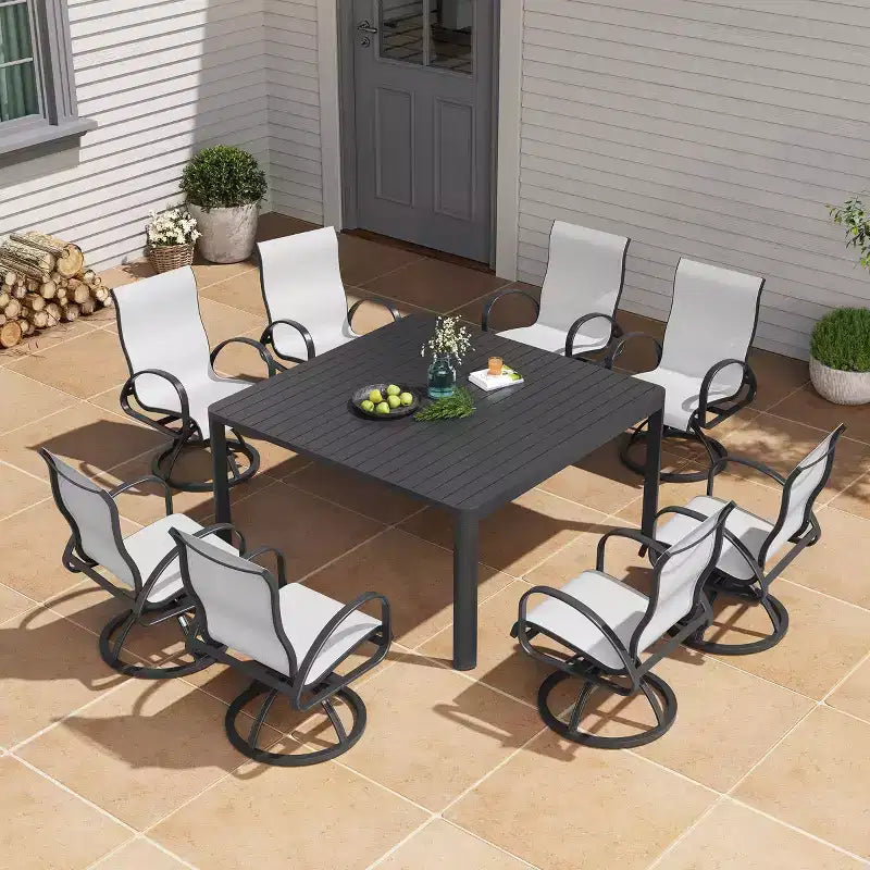 Crestlive Products Chaise de salle à manger de patio extérieure en aluminium avec Sunbrella (lot de 2)