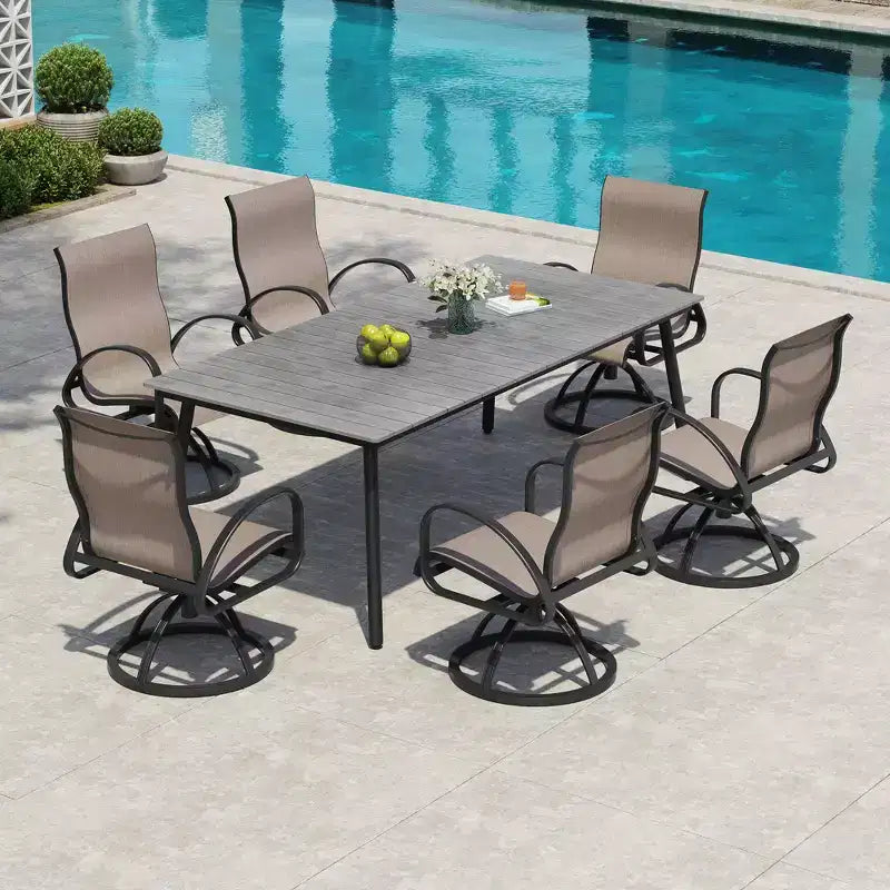 Crestlive Products Chaise de salle à manger de patio extérieure en aluminium avec Sunbrella (lot de 2)
