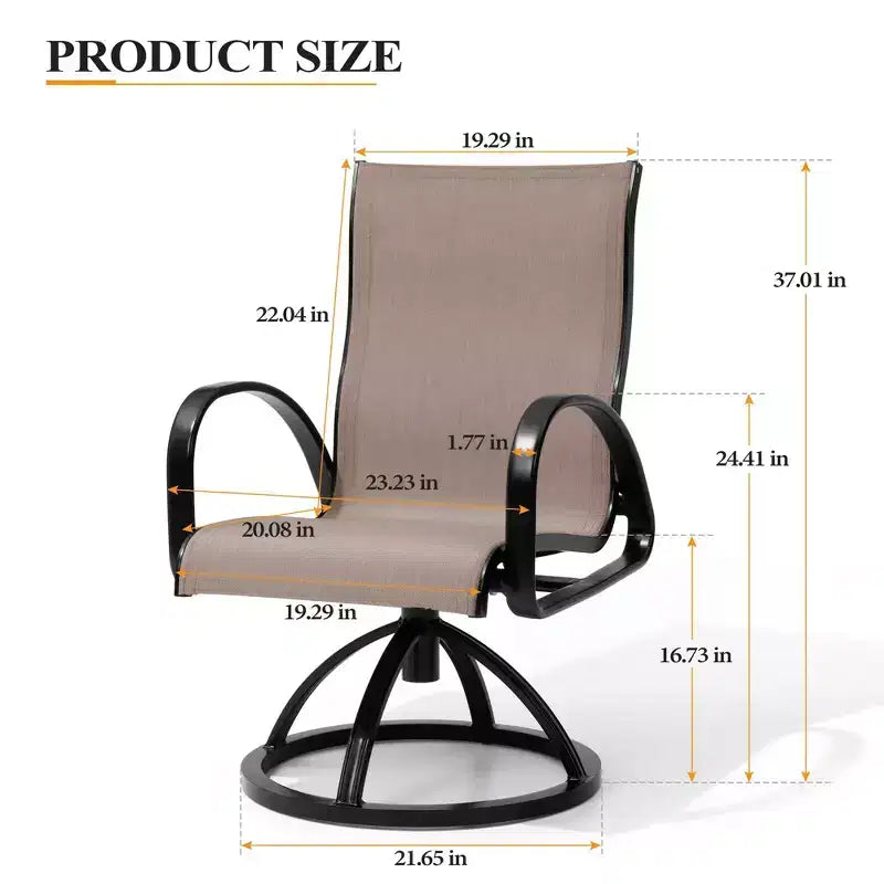Crestlive Products Chaise de salle à manger de patio extérieure en aluminium avec Sunbrella (lot de 2)