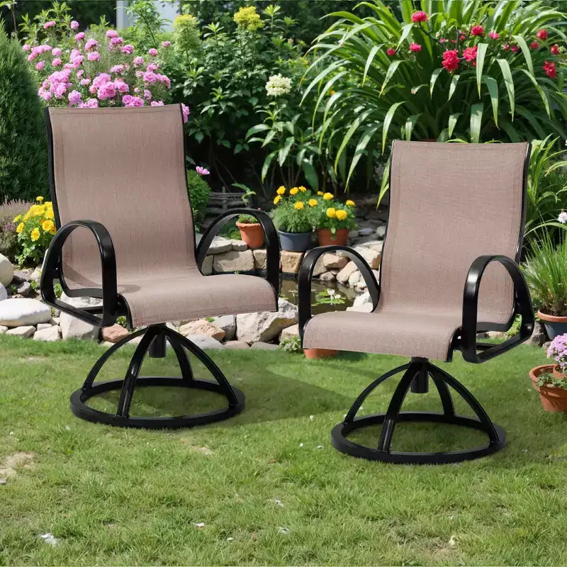 Crestlive Products Chaise de salle à manger de patio extérieure en aluminium avec Sunbrella (lot de 2)