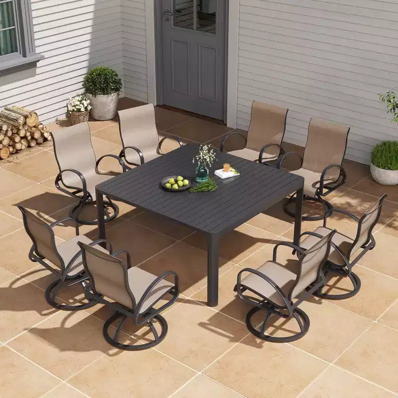 Crestlive Products Chaise de salle à manger de patio extérieure en aluminium avec Sunbrella (lot de 2)