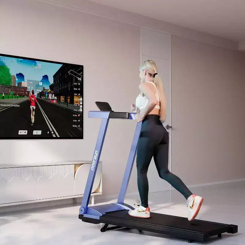 Tapis de course DeerRun A1 avec inclinaison de 6 % et mains courantes, 1-12 km/h, capacité de 136 kg pour le fitness à domicile