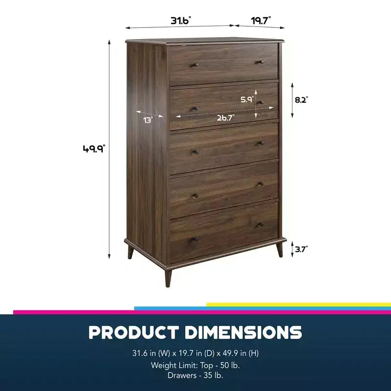 Ameriwood Home Farnsworth Commode 5 tiroirs