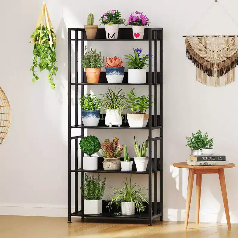 Costway lot de 1/2 bibliothèque à 5 niveaux 62 haute avec étagères inclinables rack de rangement présentoir