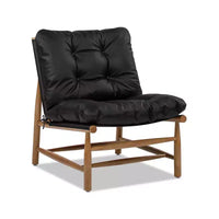 Fauteuil d'appoint moderne du milieu du siècle Jennifer Taylor Home Oxford 26.5 en cuir, cuir noir de jais