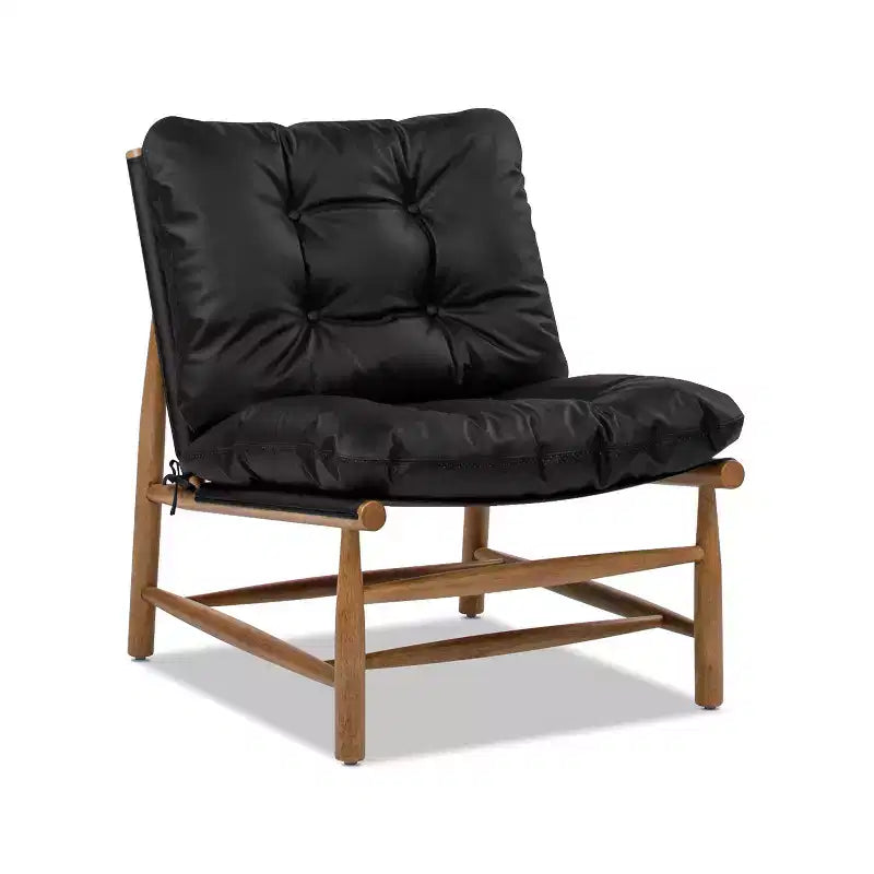Fauteuil d'appoint moderne du milieu du siècle Jennifer Taylor Home Oxford 26.5 en cuir, cuir noir de jais