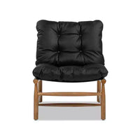 Fauteuil d'appoint moderne du milieu du siècle Jennifer Taylor Home Oxford 26.5 en cuir, cuir noir de jais