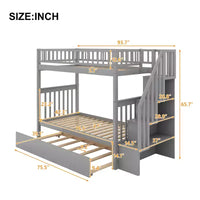 Whisen lit superposé en bois avec lit gigogne et escalier de rangement