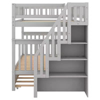 Whisen lit superposé en bois avec lit gigogne et escalier de rangement