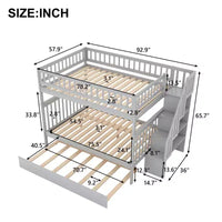 Whisen lit superposé en bois avec lit gigogne et escalier de rangement